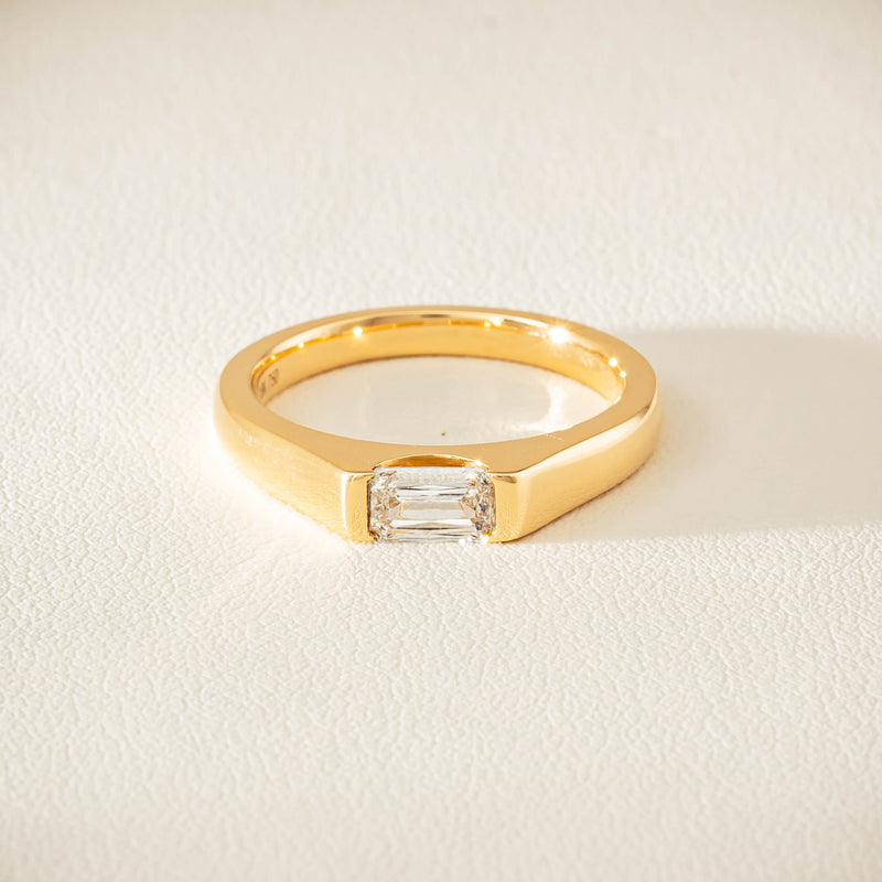 18ct Yellow Gold Modified Emerald-Cut Diamond Astrid Ring - Ring - Walker & Hall