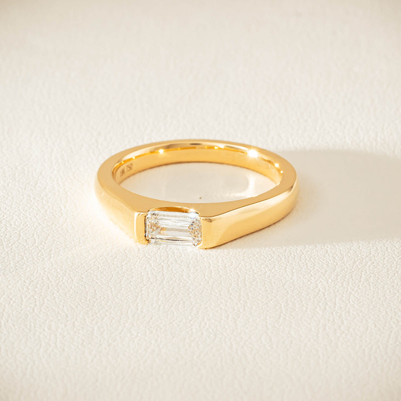 18ct Yellow Gold Modified Emerald-Cut Diamond Astrid Ring - Ring - Walker & Hall
