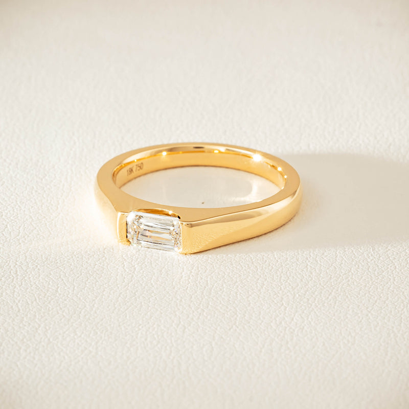 18ct Yellow Gold Modified Emerald-Cut Diamond Astrid Ring - Ring - Walker & Hall