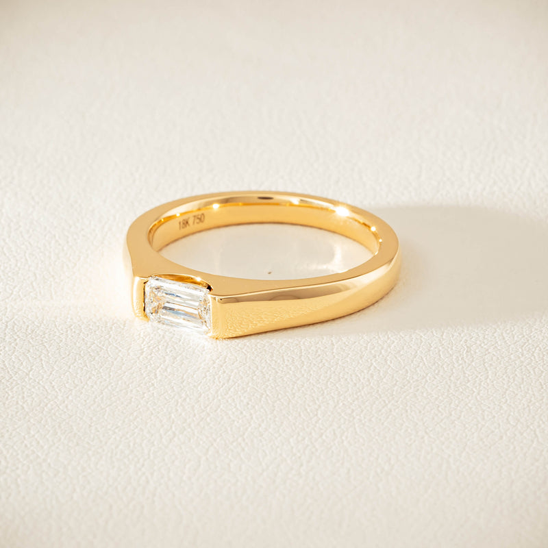 18ct Yellow Gold Modified Emerald-Cut Diamond Astrid Ring - Ring - Walker & Hall
