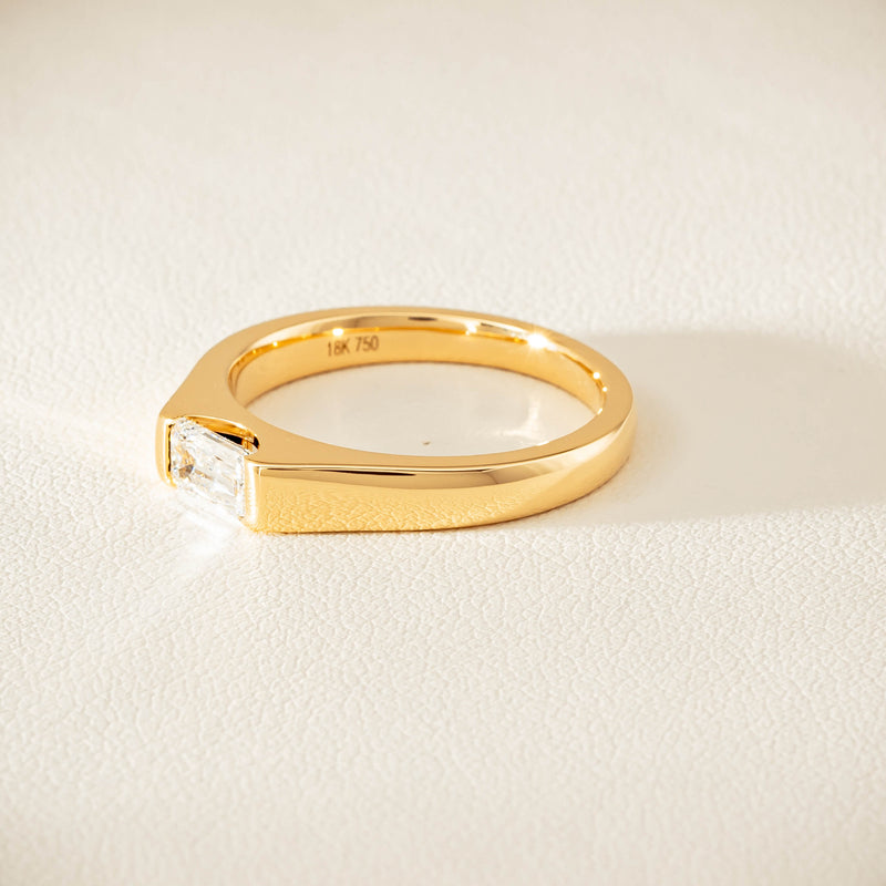 18ct Yellow Gold Modified Emerald-Cut Diamond Astrid Ring - Ring - Walker & Hall