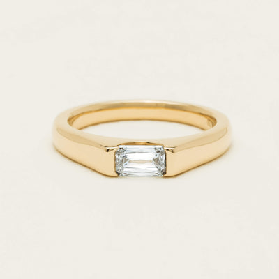 18ct Yellow Gold Modified Emerald-Cut Diamond Astrid Ring - Ring - Walker & Hall