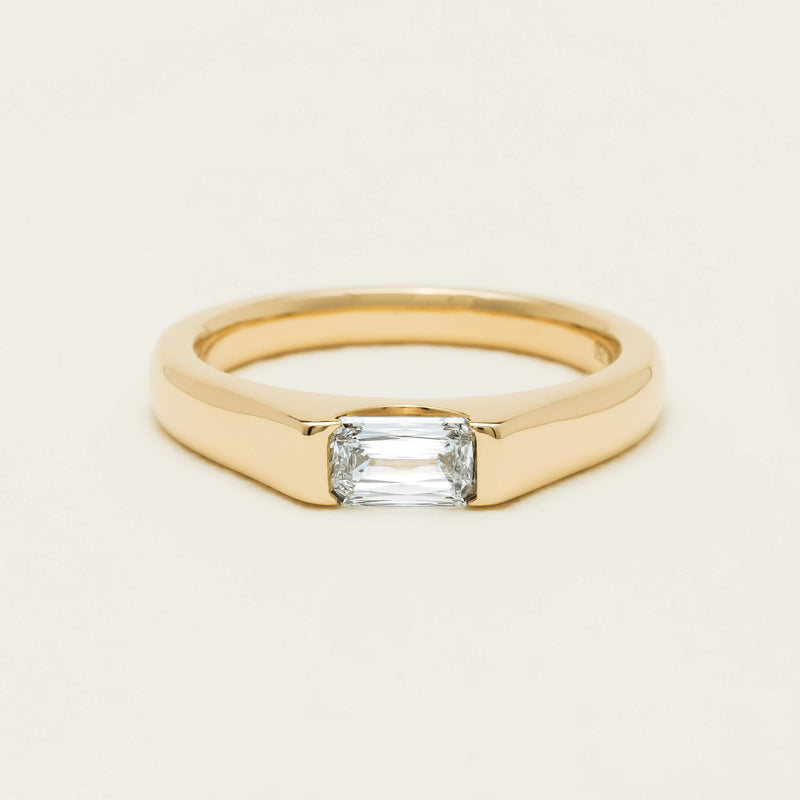 18ct Yellow Gold Modified Emerald-Cut Diamond Astrid Ring - Ring - Walker & Hall