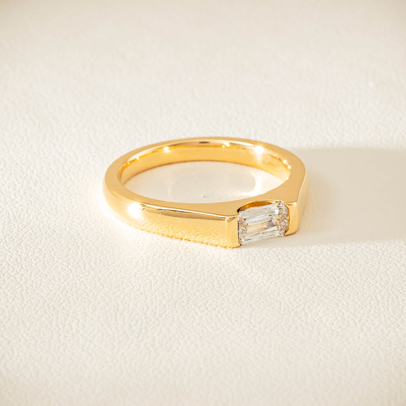 18ct Yellow Gold Modified Emerald-Cut Diamond Astrid Ring - Ring - Walker & Hall