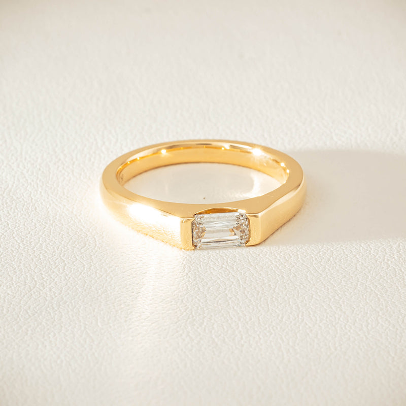 18ct Yellow Gold Modified Emerald-Cut Diamond Astrid Ring - Ring - Walker & Hall