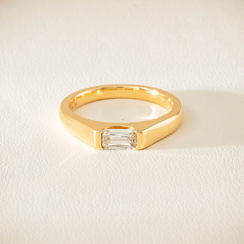 18ct Yellow Gold Modified Emerald-Cut Diamond Astrid Ring - Ring - Walker & Hall