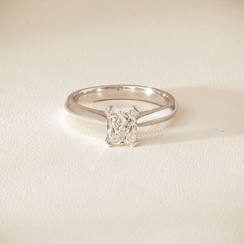 18ct White Gold 1.20ct Radiant-Cut Diamond Venetian Ring - Ring - Walker & Hall