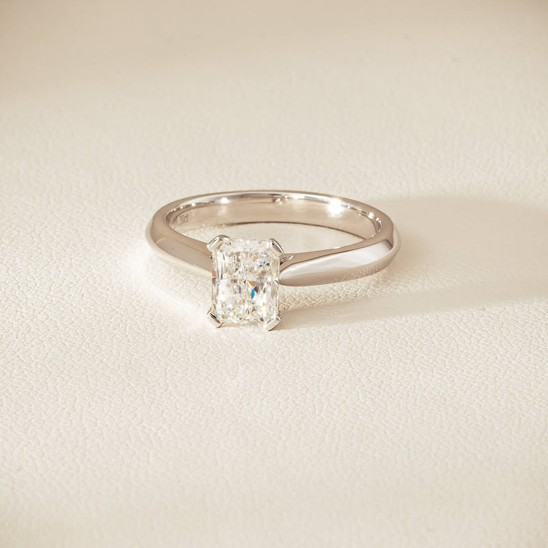 18ct White Gold 1.20ct Radiant-Cut Diamond Venetian Ring - Ring - Walker & Hall