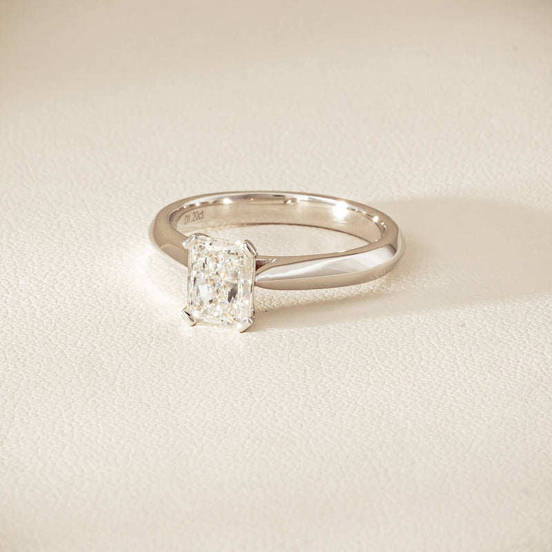 18ct White Gold 1.20ct Radiant-Cut Diamond Venetian Ring - Ring - Walker & Hall
