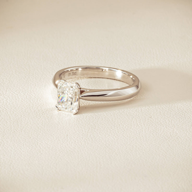 18ct White Gold 1.20ct Radiant-Cut Diamond Venetian Ring - Ring - Walker & Hall