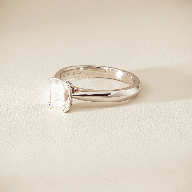 18ct White Gold 1.20ct Radiant-Cut Diamond Venetian Ring - Ring - Walker & Hall