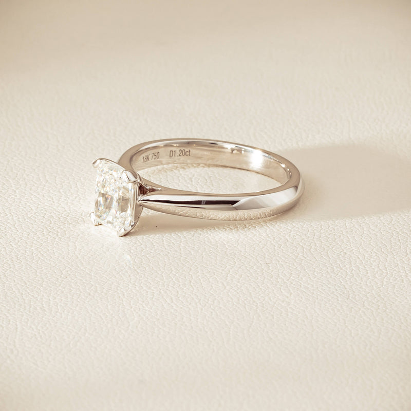 18ct White Gold 1.20ct Radiant-Cut Diamond Venetian Ring - Ring - Walker & Hall