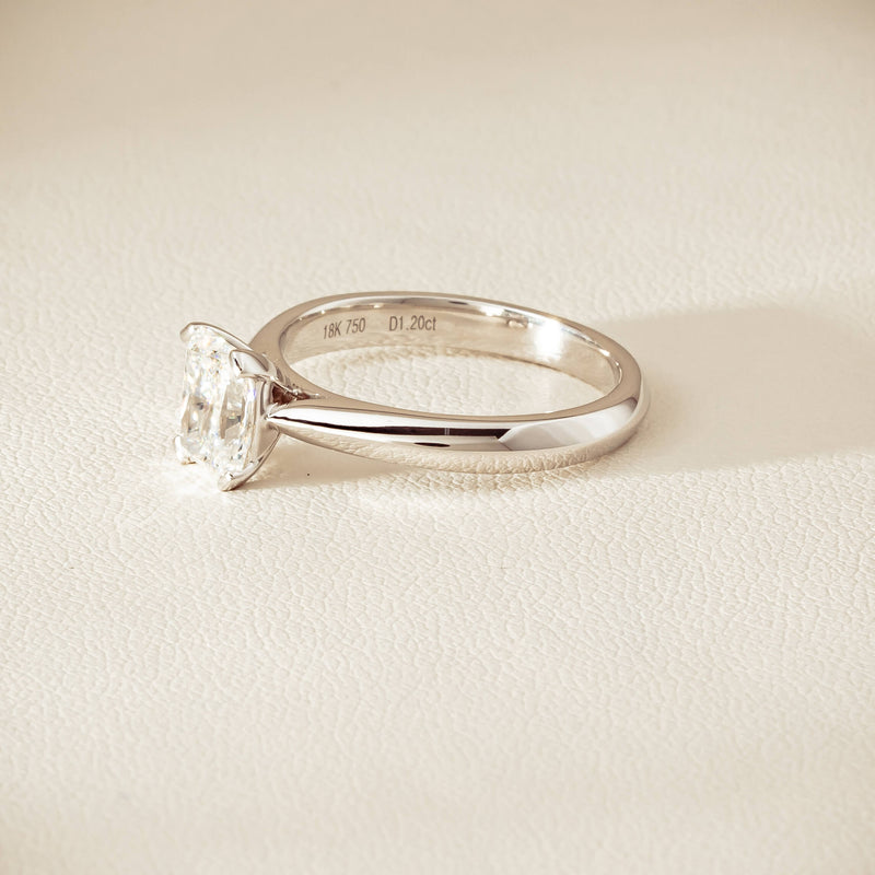 18ct White Gold 1.20ct Radiant-Cut Diamond Venetian Ring - Ring - Walker & Hall
