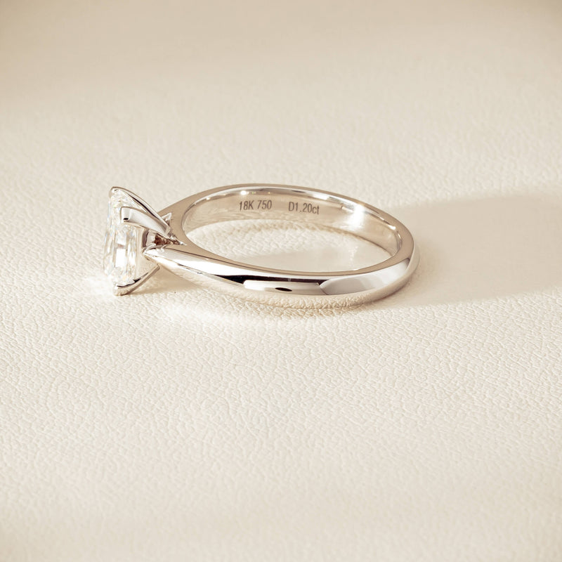 18ct White Gold 1.20ct Radiant-Cut Diamond Venetian Ring - Ring - Walker & Hall