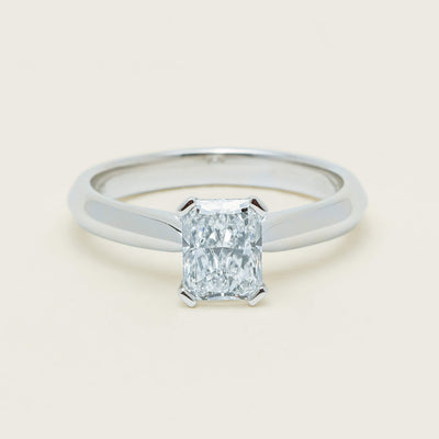18ct White Gold 1.20ct Radiant-Cut Diamond Venetian Ring - Ring - Walker & Hall
