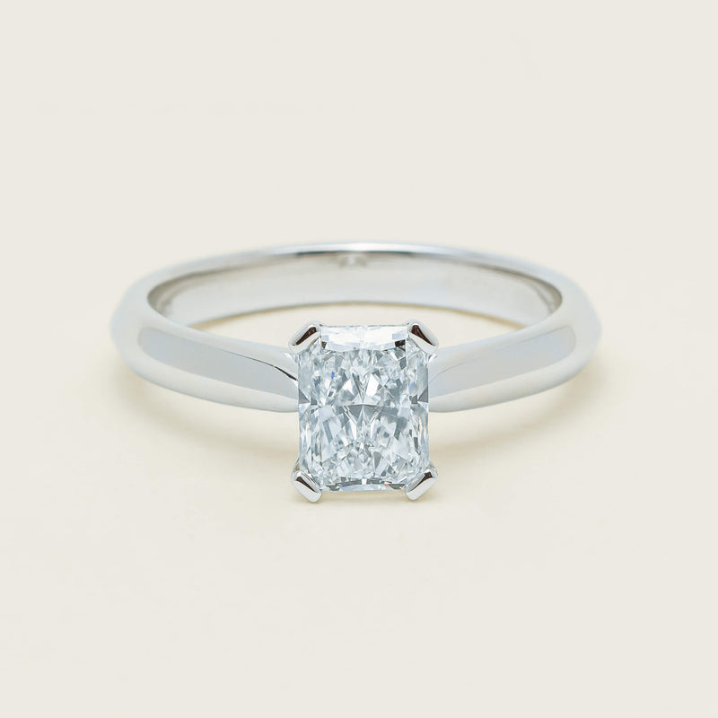 18ct White Gold 1.20ct Radiant-Cut Diamond Venetian Ring - Ring - Walker & Hall