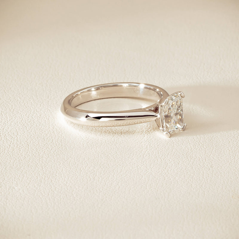 18ct White Gold 1.20ct Radiant-Cut Diamond Venetian Ring - Ring - Walker & Hall