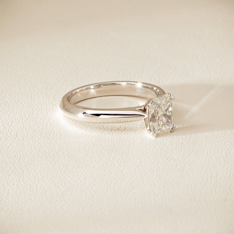 18ct White Gold 1.20ct Radiant-Cut Diamond Venetian Ring - Ring - Walker & Hall