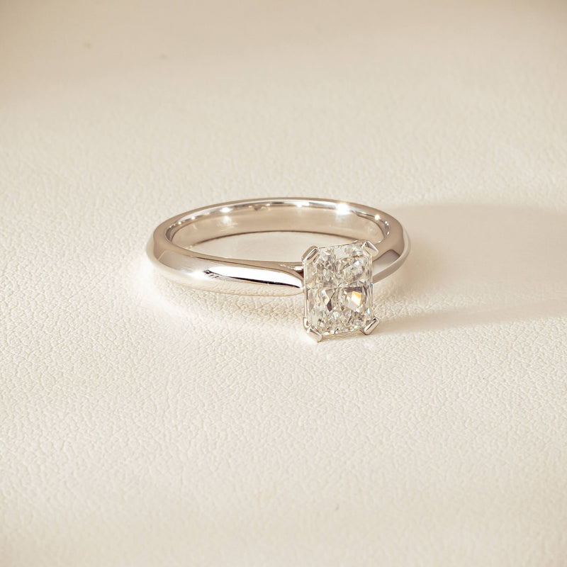 18ct White Gold 1.20ct Radiant-Cut Diamond Venetian Ring - Ring - Walker & Hall