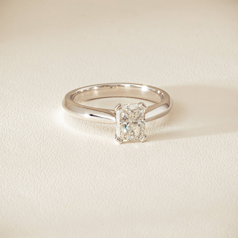 18ct White Gold 1.20ct Radiant-Cut Diamond Venetian Ring - Ring - Walker & Hall