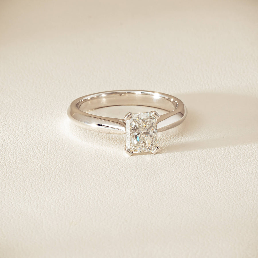 18ct White Gold 1.20ct Radiant-Cut Diamond Venetian Ring - Ring - Walker & Hall