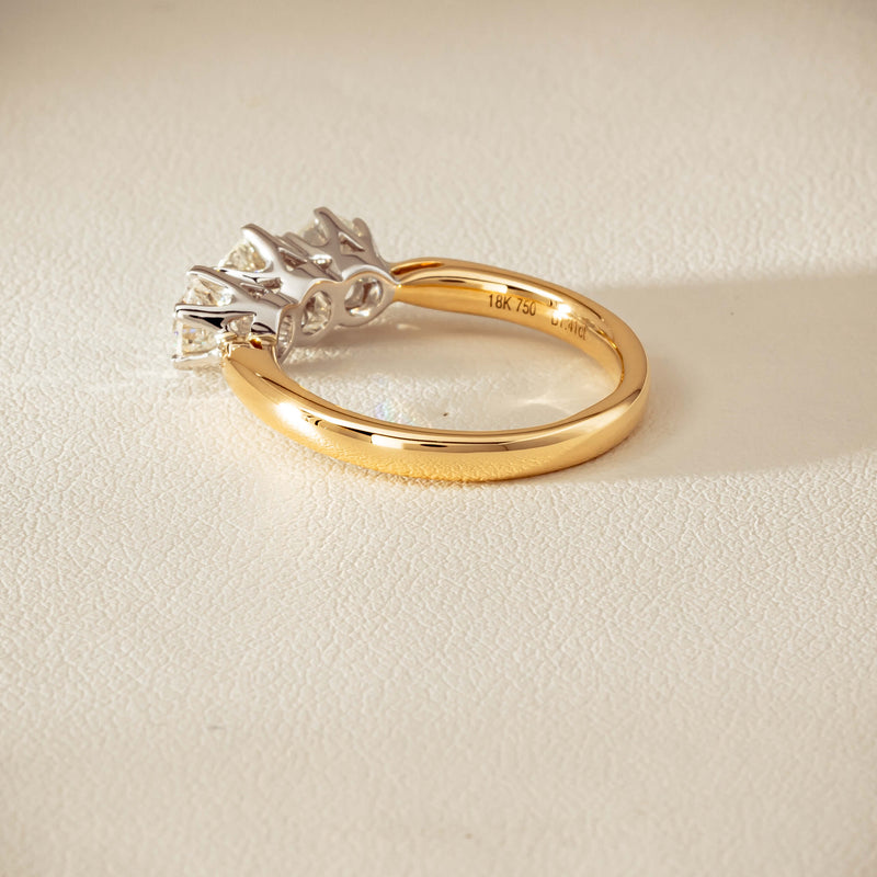 18ct Yellow Gold 1.41ct Reclaimed Diamond Trilogy Ring - Ring - Walker & Hall