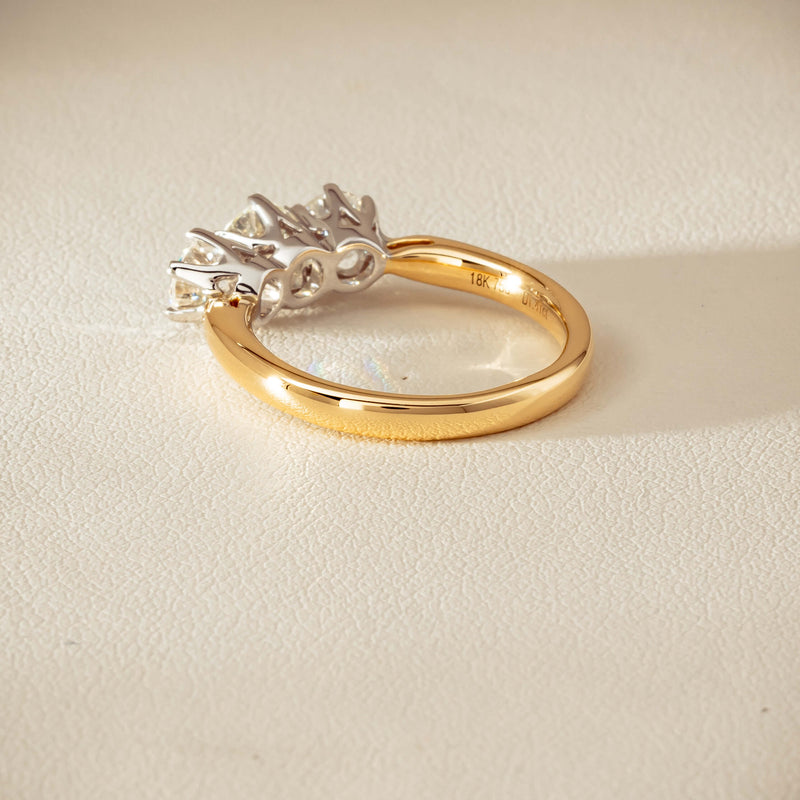 18ct Yellow Gold 1.41ct Reclaimed Diamond Trilogy Ring - Ring - Walker & Hall