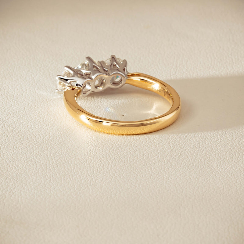 18ct Yellow Gold 1.41ct Reclaimed Diamond Trilogy Ring - Ring - Walker & Hall