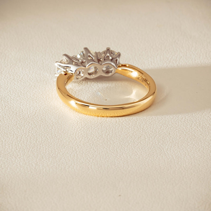 18ct Yellow Gold 1.41ct Reclaimed Diamond Trilogy Ring - Ring - Walker & Hall