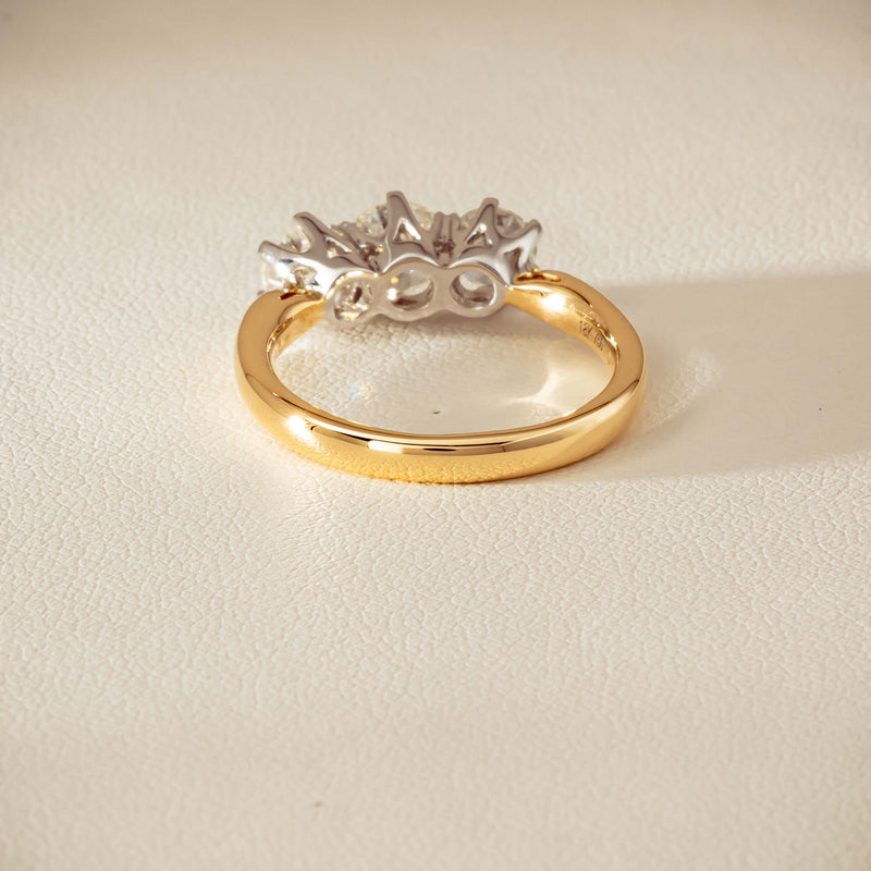 18ct Yellow Gold 1.41ct Reclaimed Diamond Trilogy Ring - Ring - Walker & Hall