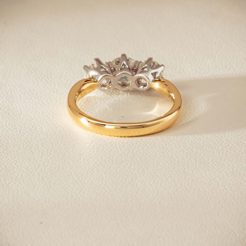 18ct Yellow Gold 1.41ct Reclaimed Diamond Trilogy Ring - Ring - Walker & Hall