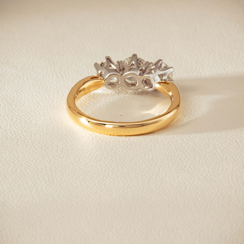 18ct Yellow Gold 1.41ct Reclaimed Diamond Trilogy Ring - Ring - Walker & Hall