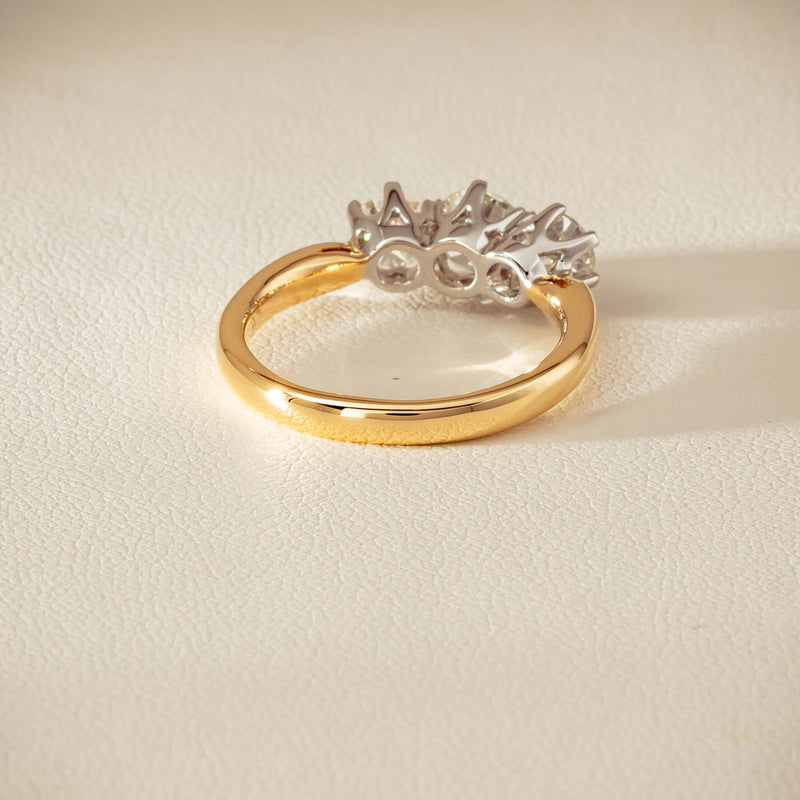 18ct Yellow Gold 1.41ct Reclaimed Diamond Trilogy Ring - Ring - Walker & Hall