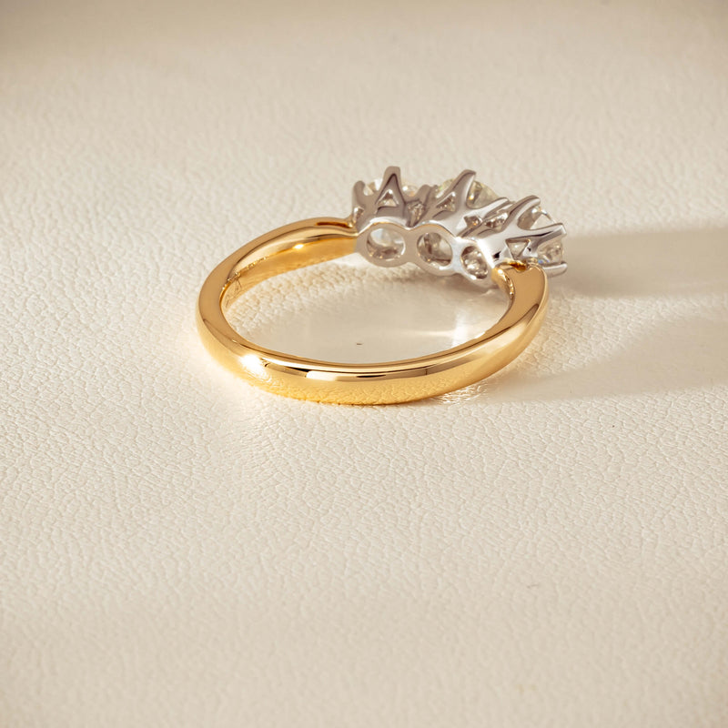 18ct Yellow Gold 1.41ct Reclaimed Diamond Trilogy Ring - Ring - Walker & Hall