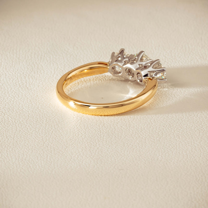 18ct Yellow Gold 1.41ct Reclaimed Diamond Trilogy Ring - Ring - Walker & Hall