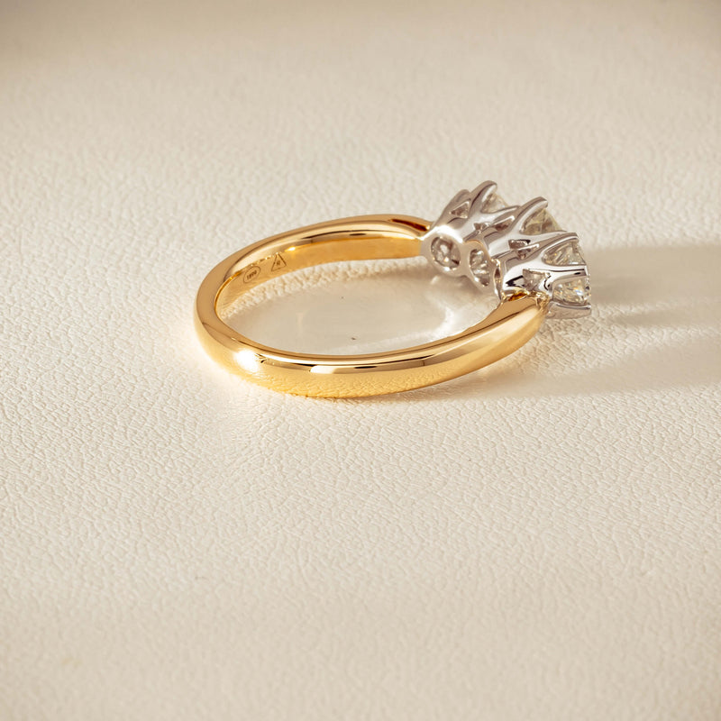 18ct Yellow Gold 1.41ct Reclaimed Diamond Trilogy Ring - Ring - Walker & Hall