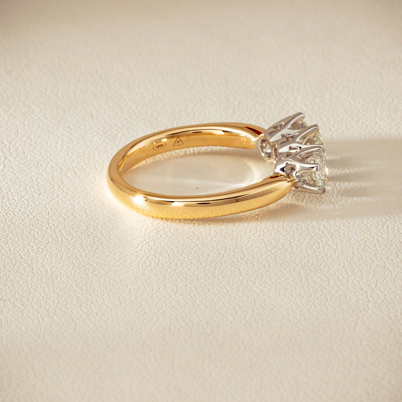 18ct Yellow Gold 1.41ct Reclaimed Diamond Trilogy Ring - Ring - Walker & Hall