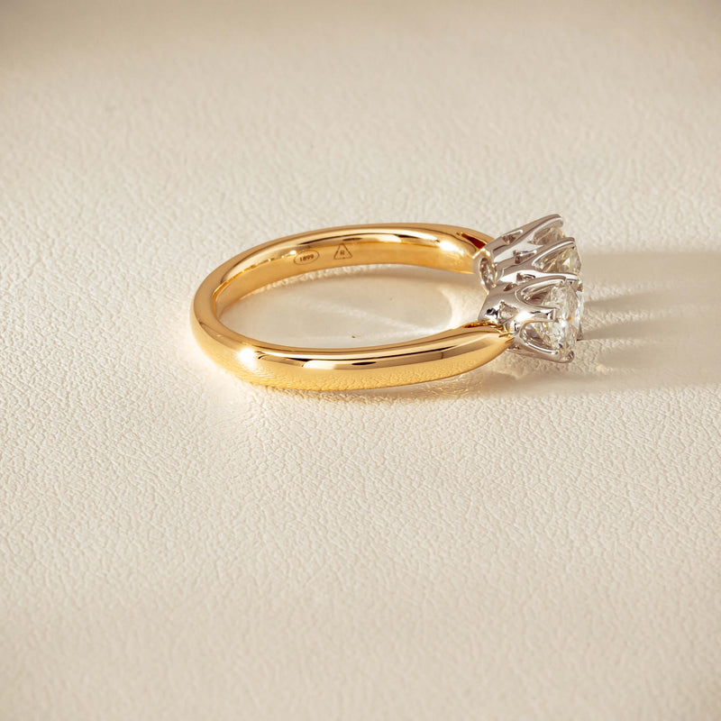 18ct Yellow Gold 1.41ct Reclaimed Diamond Trilogy Ring - Ring - Walker & Hall