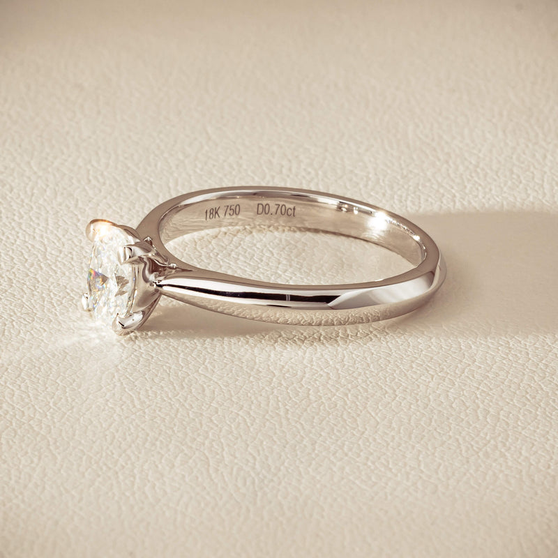 18ct White Gold .70ct Oval-Cut Diamond Venetian Ring - Ring - Walker & Hall