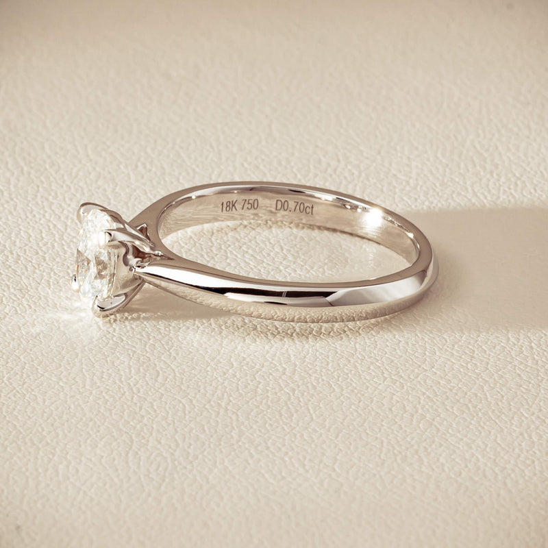 18ct White Gold .70ct Oval-Cut Diamond Venetian Ring - Ring - Walker & Hall