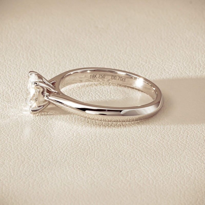 18ct White Gold .70ct Oval-Cut Diamond Venetian Ring - Ring - Walker & Hall