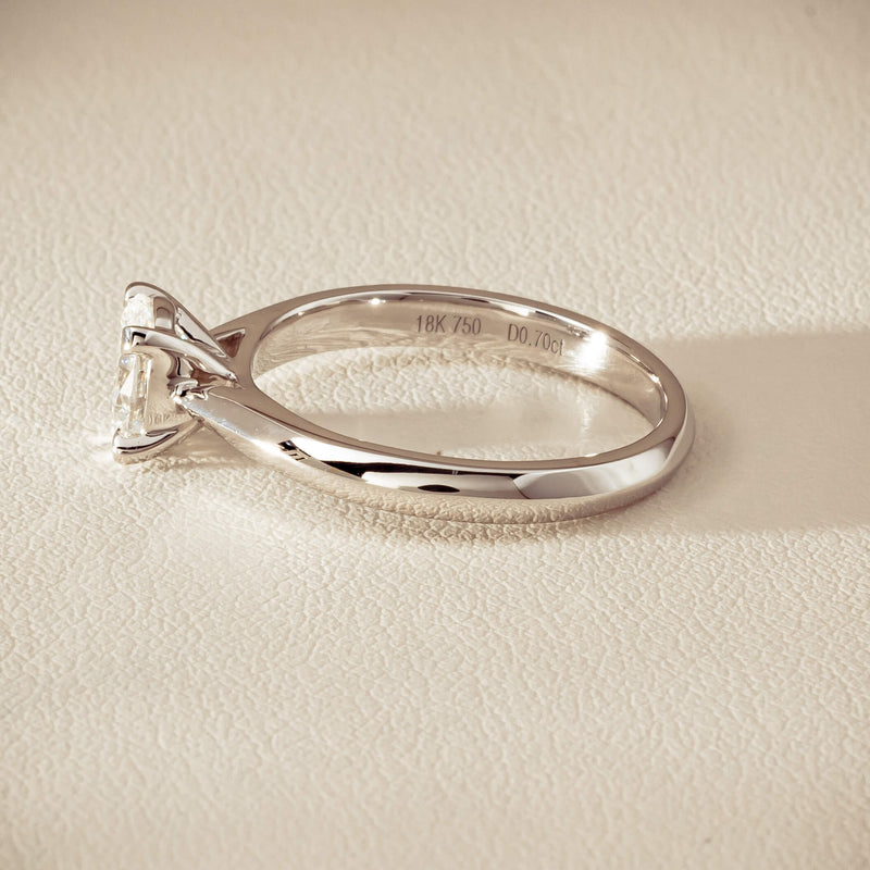 18ct White Gold .70ct Oval-Cut Diamond Venetian Ring - Ring - Walker & Hall