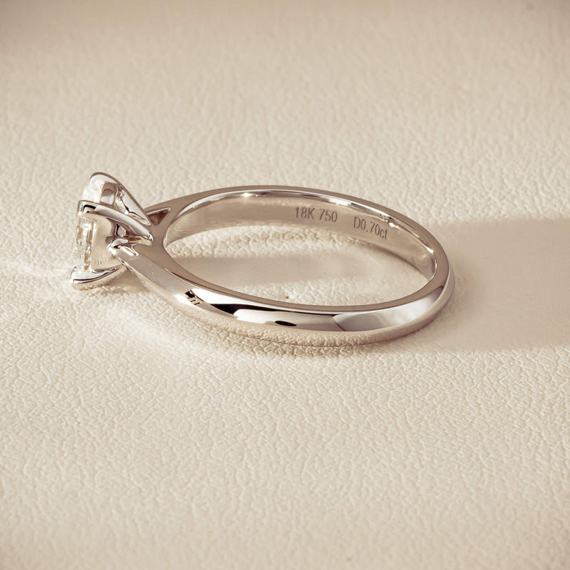 18ct White Gold .70ct Oval-Cut Diamond Venetian Ring - Ring - Walker & Hall