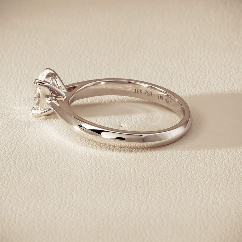 18ct White Gold .70ct Oval-Cut Diamond Venetian Ring - Ring - Walker & Hall