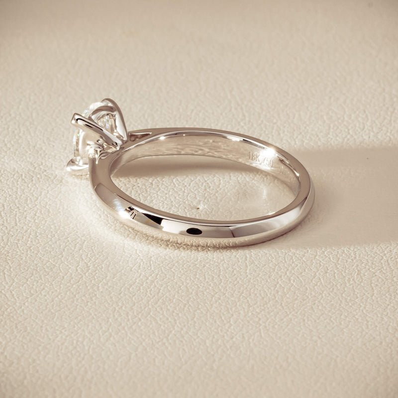 18ct White Gold .70ct Oval-Cut Diamond Venetian Ring - Ring - Walker & Hall