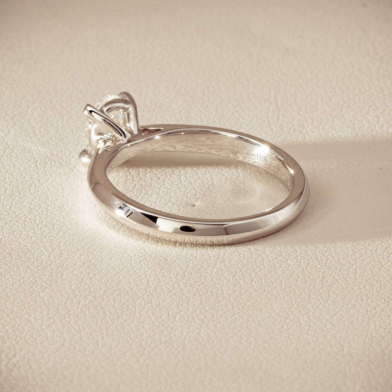 18ct White Gold .70ct Oval-Cut Diamond Venetian Ring - Ring - Walker & Hall