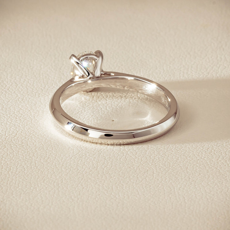 18ct White Gold .70ct Oval-Cut Diamond Venetian Ring - Ring - Walker & Hall