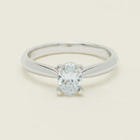 18ct White Gold .70ct Oval-Cut Diamond Venetian Ring - Ring - Walker & Hall