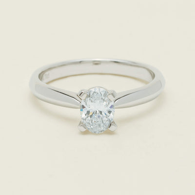 18ct White Gold .70ct Oval-Cut Diamond Venetian Ring - Ring - Walker & Hall