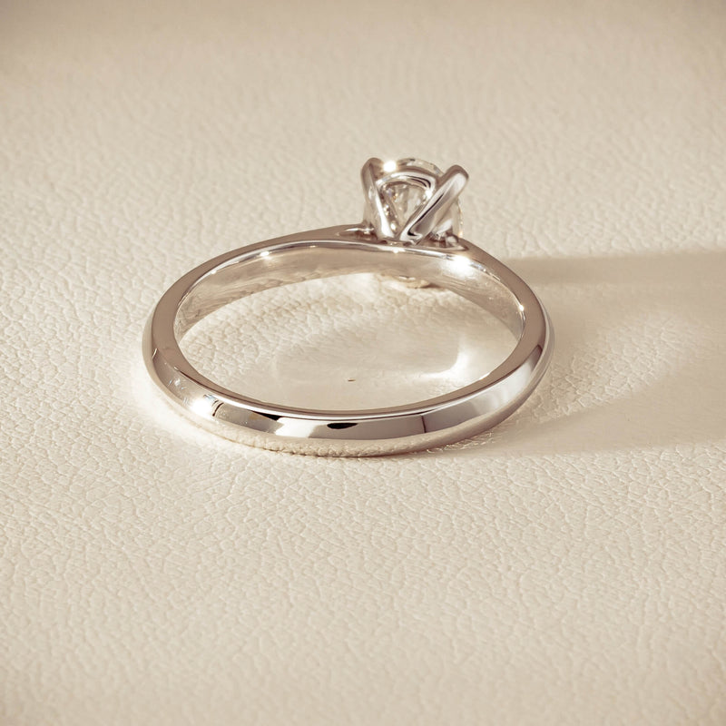 18ct White Gold .70ct Oval-Cut Diamond Venetian Ring - Ring - Walker & Hall